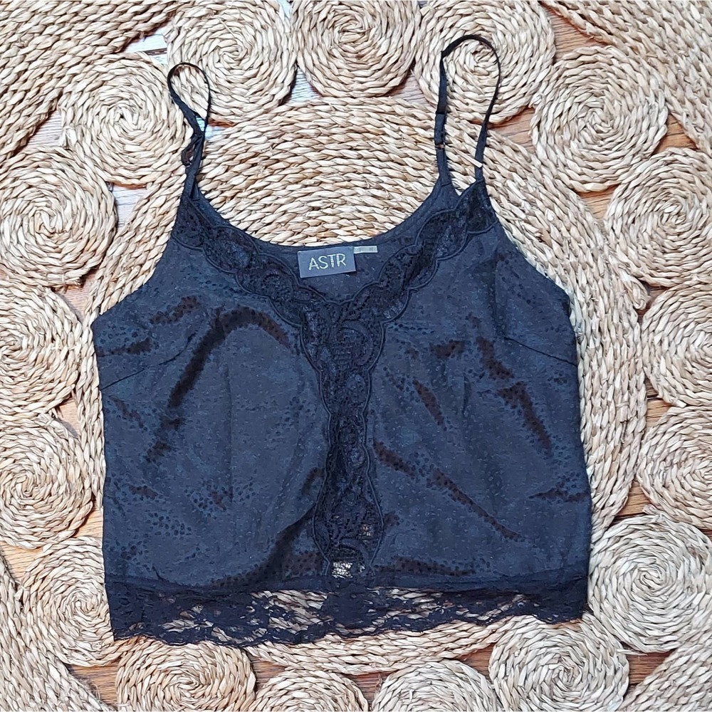 Astr Black Lace Trim Camisole Size S